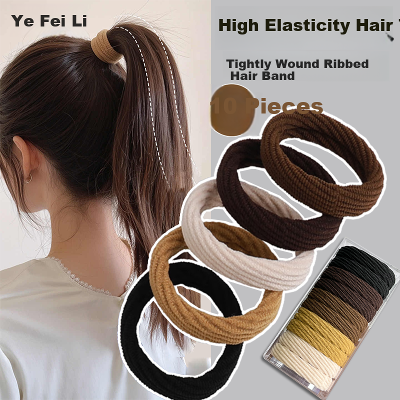 Yefili 10-Pack High Ponytail Hair Ties Durable Spiral Hair Bands Elastic Hair Ropes for Women and Students