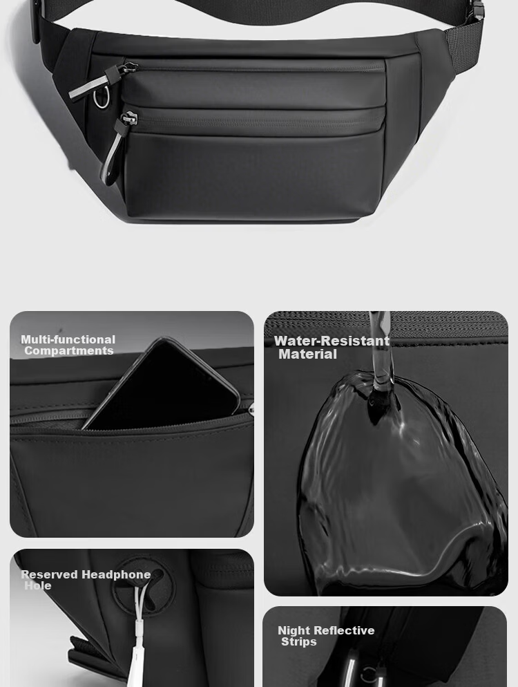 LOHAS Travel Running Waist Bag for Men, Phone Pouch, Waist Hanging Bag, Men's Chest Bag, Sports Cycling Small Bag, Multifunctional Marathon Gear 3