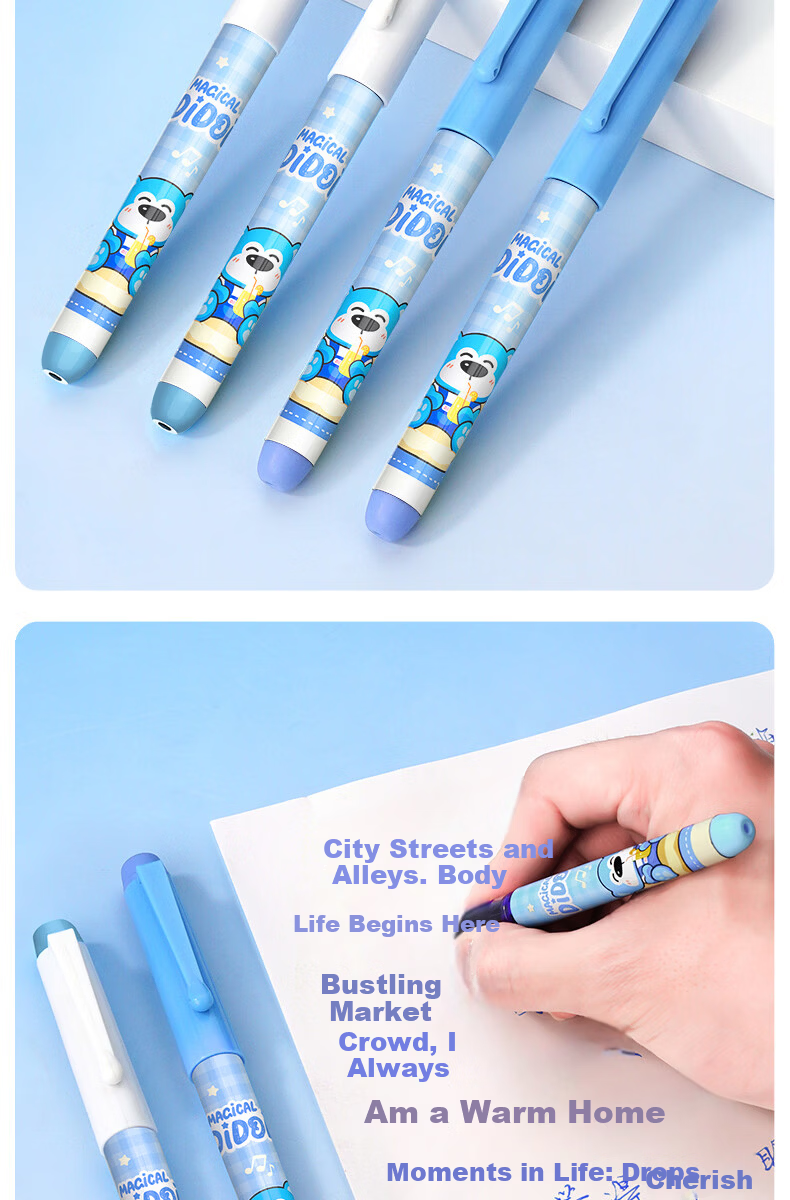 Snowhite Erasable Liquid Ink Fountain Pen for Elementary Students Grades 3-6, No Cartridge Replacement, Built-in Ink Conditioner, High Aesthetic, Large Capacity, Student Practice Pen C510, Ink Blue, P 14