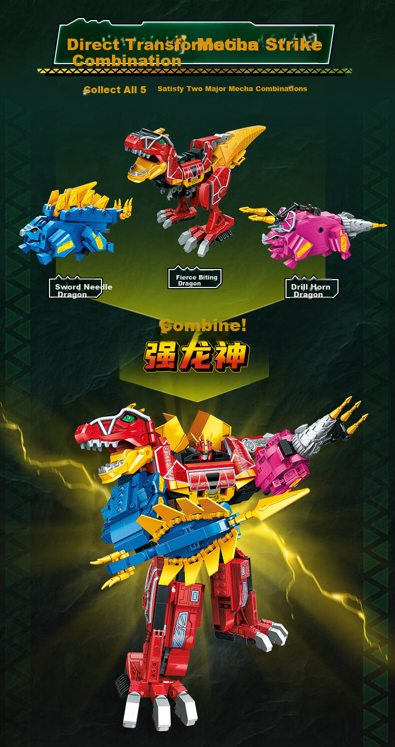 Mighty Super Squad Beast Electric Squad Dinosaur Model Building Blocks Toy Kids Birthday Gift Swift Claw Dragon 82005 2