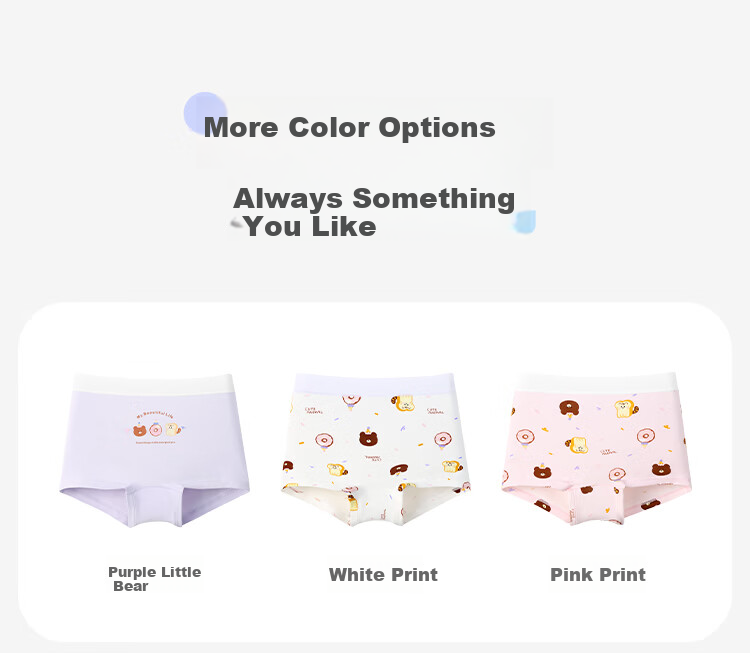 Jiusuiban Children's Underwear Girls A-Class Mulberry Silk Crotch Boxer Briefs Cartoon Breathable Forest Shorts for Older Kids 8