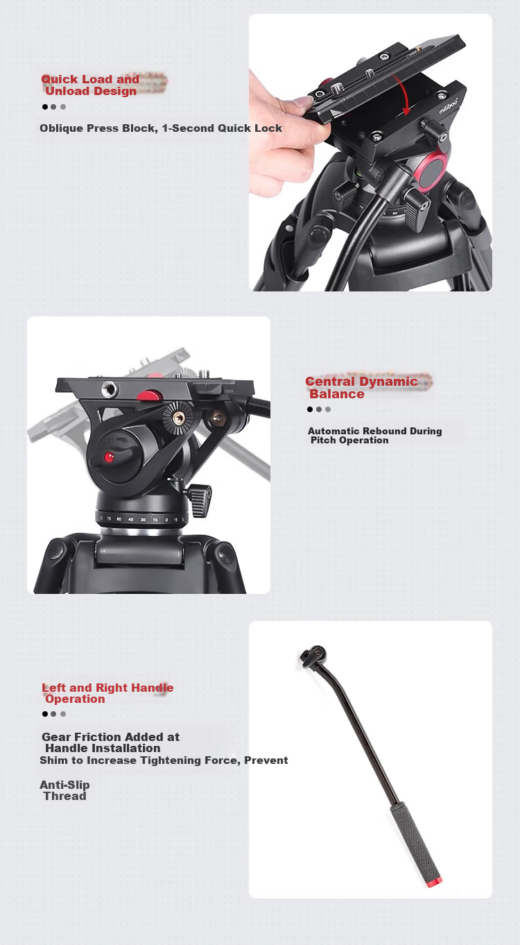 Miliboo MTT601II-AL Professional Camera Tripod Camera Stand DSLR Photography Tripod Hydraulic Damping Fluid Head Kit 12