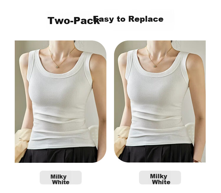 FitonTon Women's Ribbed Slim Fit Camisole Vest, Double Pack, 2XL 9