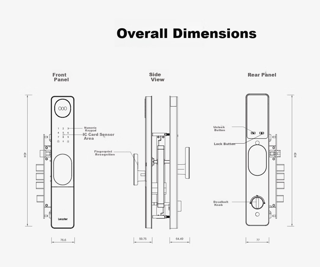 Leader Home Smart Door Lock, Fingerprint Password Lock, Anti-Theft Door Lock, Electronic Lock, Installation Included, Intelligent Fingerprint Password Lock E200 13