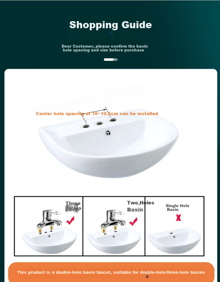 IVORPO [Germany] Dual-Hole Basin Faucet Hot and Cold Water Two-in-One Bathroom Washbasin Faucet 1