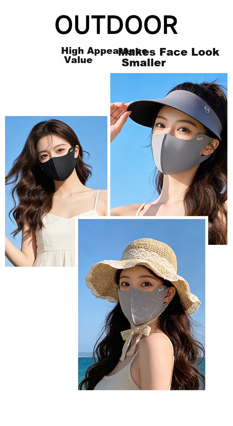 Miiow Unisex Sunscreen Mask Ice Silk Summer UV Protection 3D Sunshade Cycling Face Cover 2026 Summer Sunscreen Mask 8