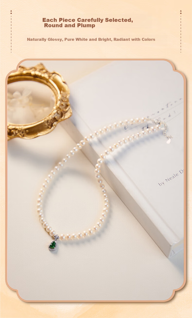 Chow Tai Fook Fulu Jade Pendant Pearl Necklace for Women Luxury Clavicle Chain Birthday Gift for Girlfriend 5