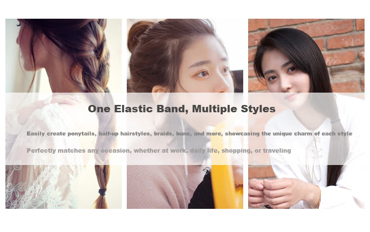 MEIFUYU Black High Elasticity Four-Strand Thin Hair Ties Hair Bands 30 Pieces Elastic Hair Bands WH7232 9