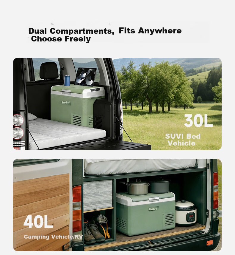 Indel B Car Refrigerator FC40L Dynamic Dual-Compartment Compressor Fridge Freezer Truck Large Capacity 12V 24V 220V 6