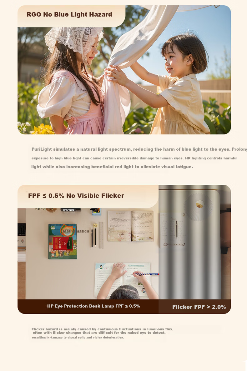 HP Ultra-Long Battery Life Rechargeable Desk Lamp Pure Light Study Lamp AA Grade Student Dormitory Reading Desk Lamp Angel Light 5