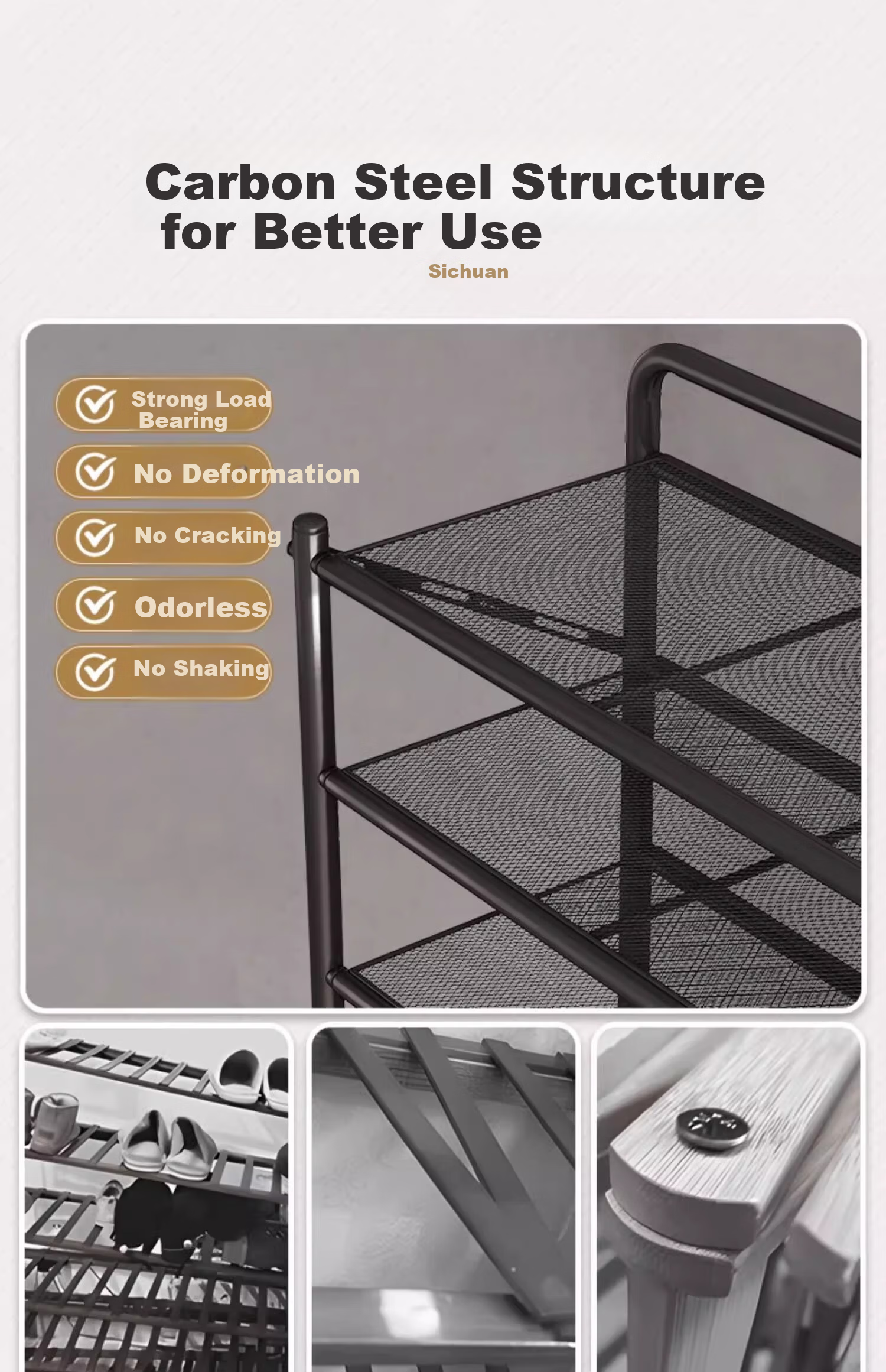 Antjia Foldable Shoe Rack Doorway Shoe Rack Multi-layer Iron Art No-Installation Storage Shelf Black 6-Tier 70cm 3