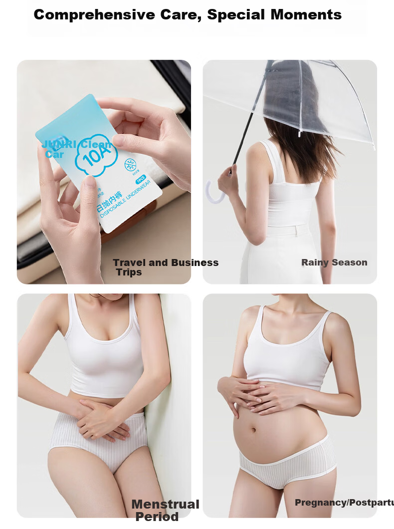 Junri Disposable Women's Underwear Milk Silk 10A Grade HPV Resistant Sterile Travel Portable Wash-Free Breathable Comfortable Underwear 10 Pieces 24