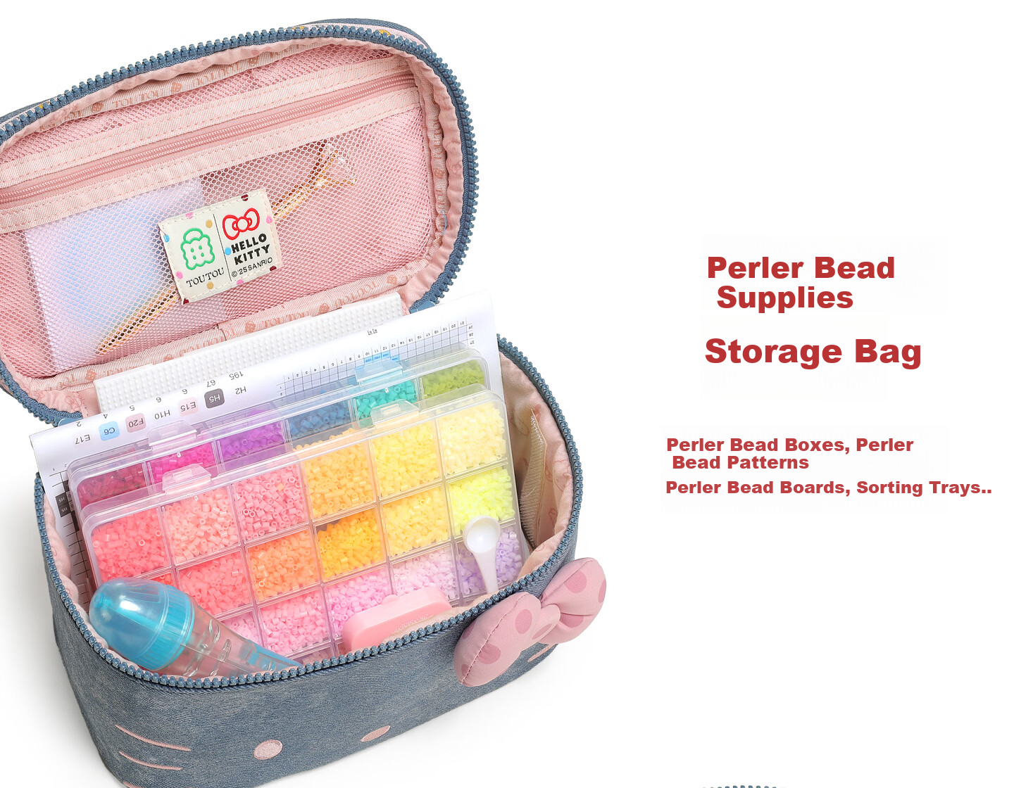 Toutou New Hello Kitty Denim Makeup Bag Storage Camera Bag Children's Day Birthday Gift for Girlfriend 12