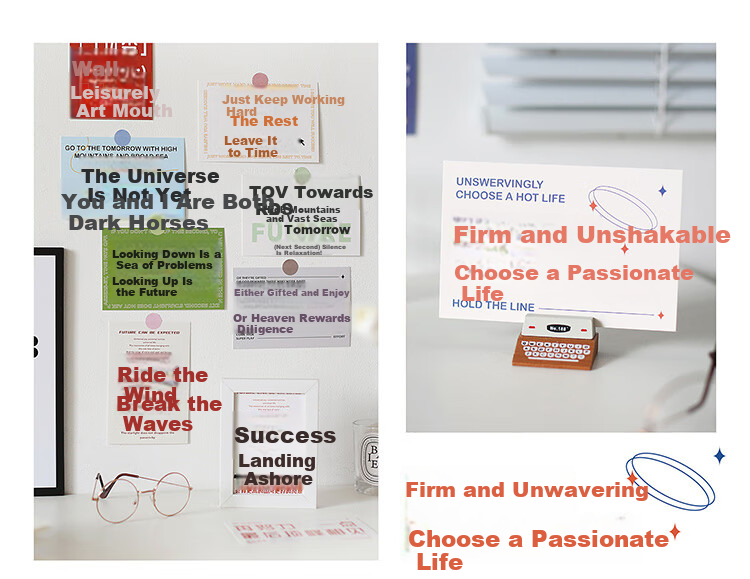 Qiyuan So Wish 30pcs Text Decoration Cards Wall Dormitory Postcards 100*150mm Photo Frame Paper - The Harder You Work, The Luckier You Get 30pcs 5