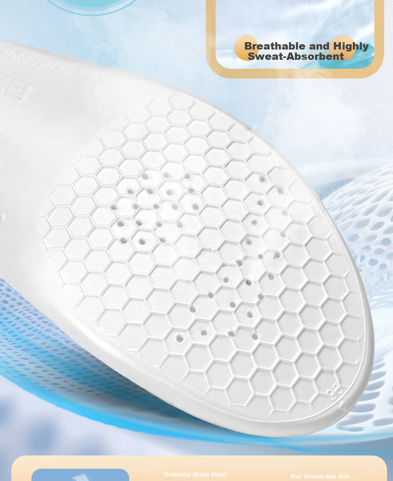 Vitality Rebound Lightweight Sports Insoles 2 Pairs Men Sweat-Absorbing Odor-Resistant Soft Breathable Cushioned Shock-Absorbing Comfortable for Long Standing Running Women Summer Size 39-40 12