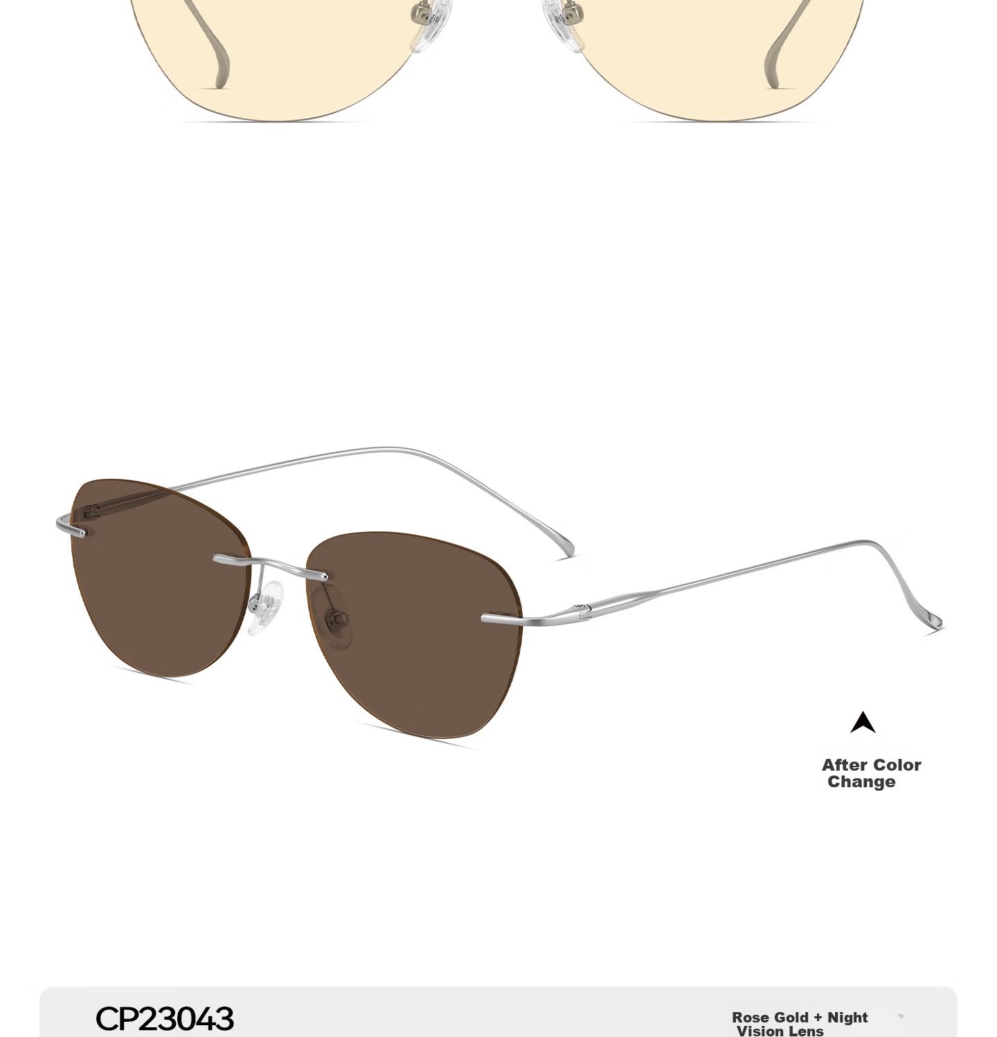 CAPONI Frameless Titanium Night Vision Sunglasses Women Photochromic Day and Night Dual-Use UV Protection Driving Sunglasses Men 25