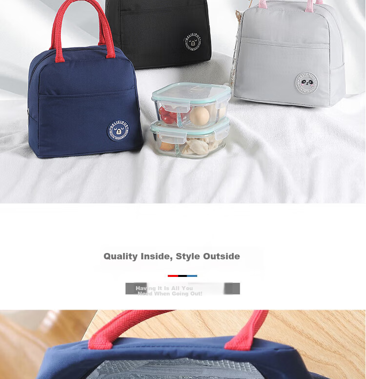 BWNK Lunch Box Bag Insulated Handheld Lunch Bag Bento Bag Insulated Box Aluminum Foil Outdoor Insulation Bag Blue 8