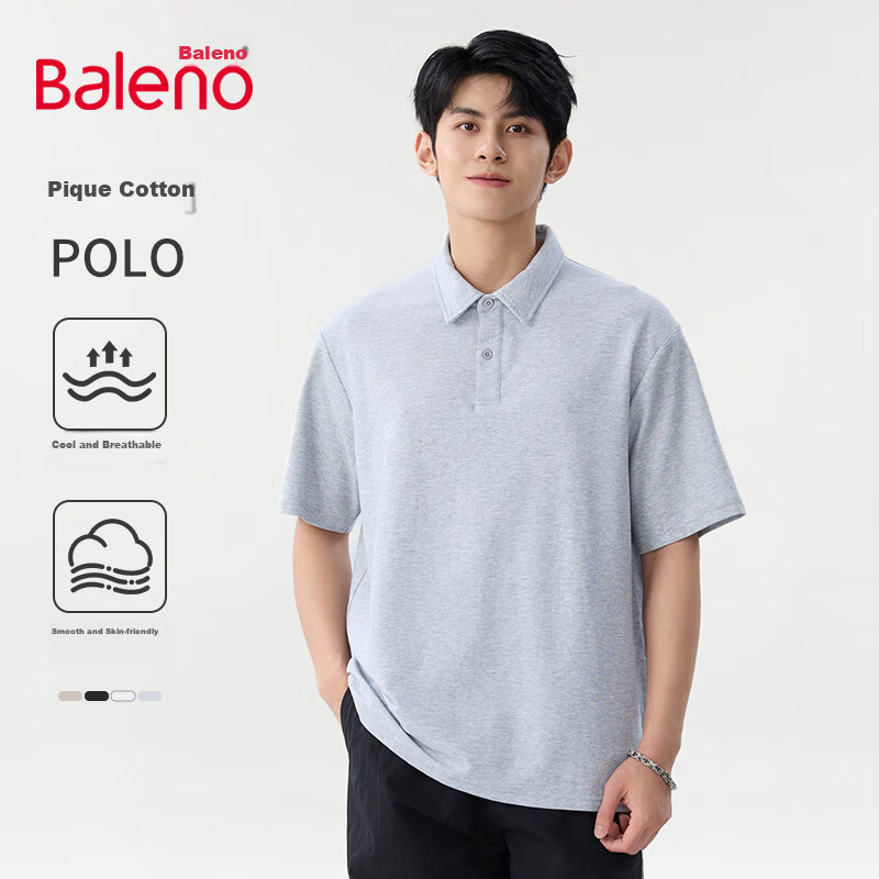 Baleno Men's Polo Shirt, Summer Collared Outfit, 2026 New Style, Five-Quarter Sleeve Top, Student Trendy Brand, Half-Sleeve Menswear