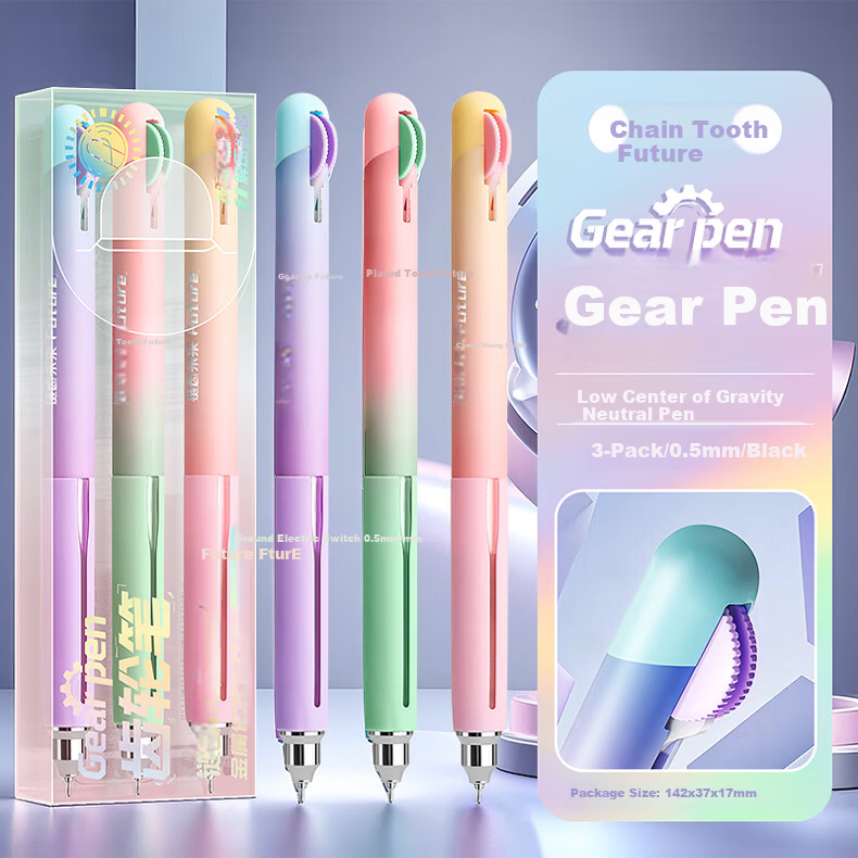 Kaba Bear Children's Day Gear Retractable Gel Pen Black Quick-Dry Smooth Writing Pen for Middle and High School Students Exam Essential 9