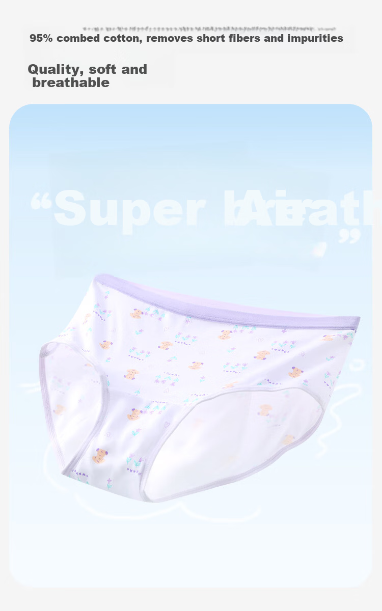 Jiusuiban 95% Cotton Girls' Menstrual Underwear, Three-Layer Leak-Proof Antibacterial Period Shorts for Girls 5