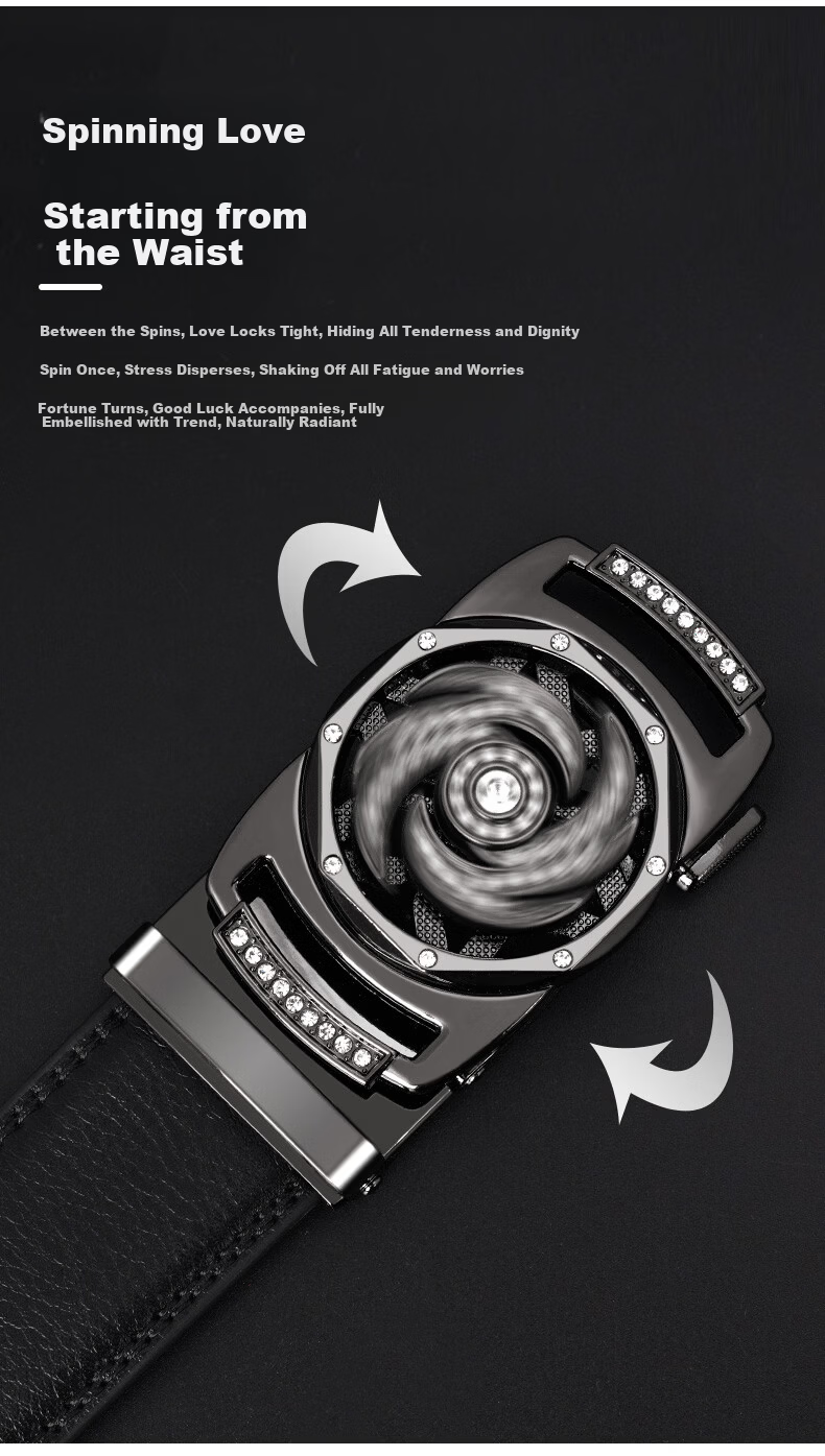 CARTELO "Fortune Turn" Men's Business Casual Genuine Leather Automatic Buckle Belt Gift for Boyfriend Husband Father 4