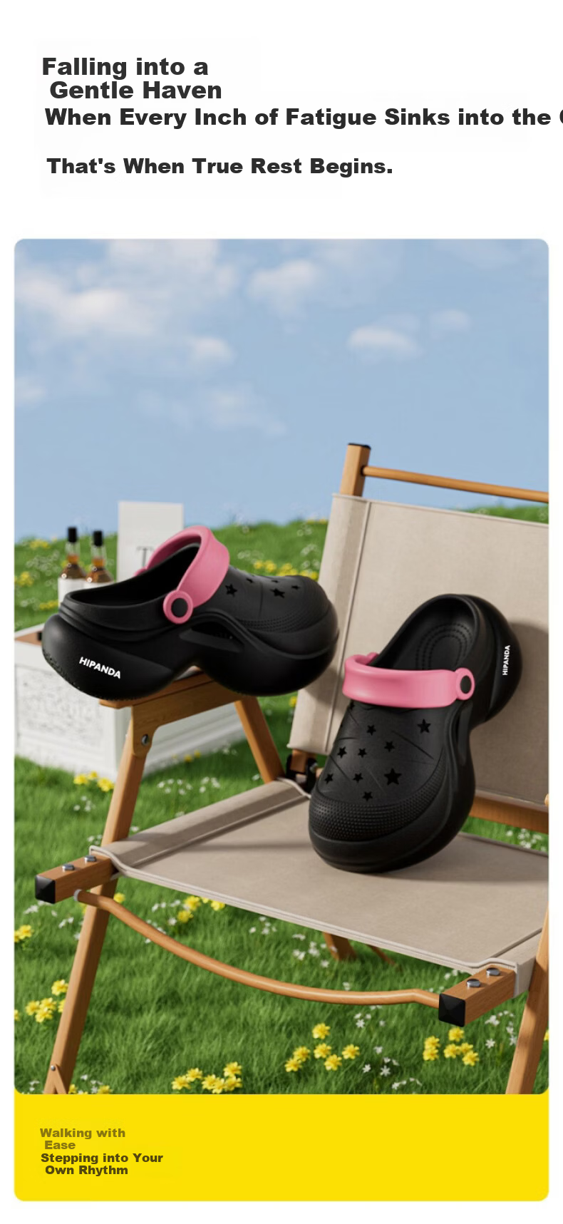 HIPANDA Women's Outdoor Hole Shoes Non-Slip EVA Summer Fashion Thick Sole Height Increasing Mary Jane Closed-Toe Slippers 1