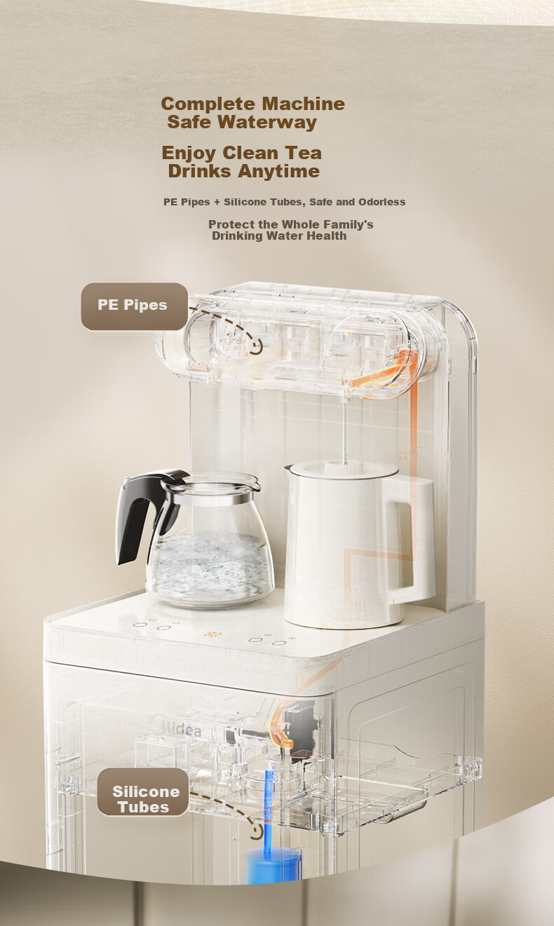 Midea White Moonlight Tea Bar Water Dispenser Home 2026 New Electric Kettle Hot Water Boiler Living Room Vertical Barrel Bottom Tea Bar Cabinet YCR-2666 6