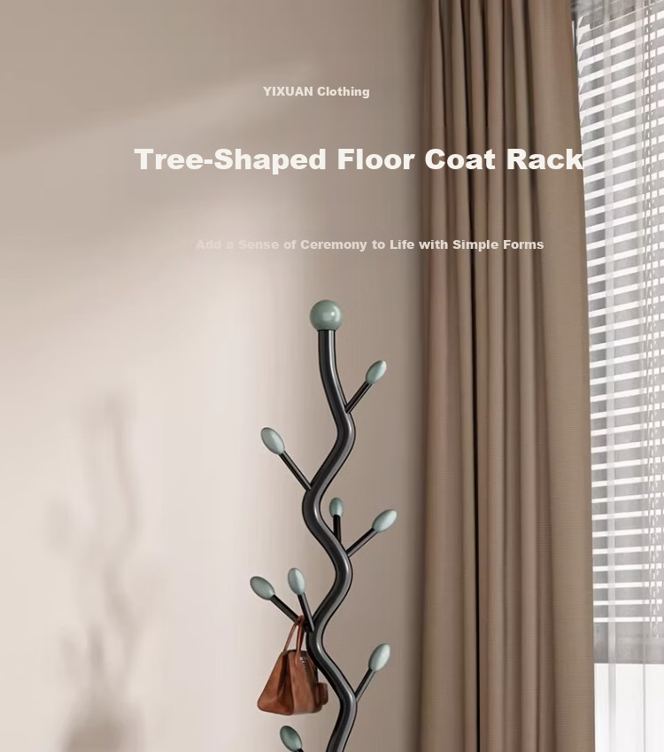 Yixuan Floor Clothes Rack Bedroom Coat Rack Bedside Hanging Rack Simple Standing Home Storage Rack Black 1