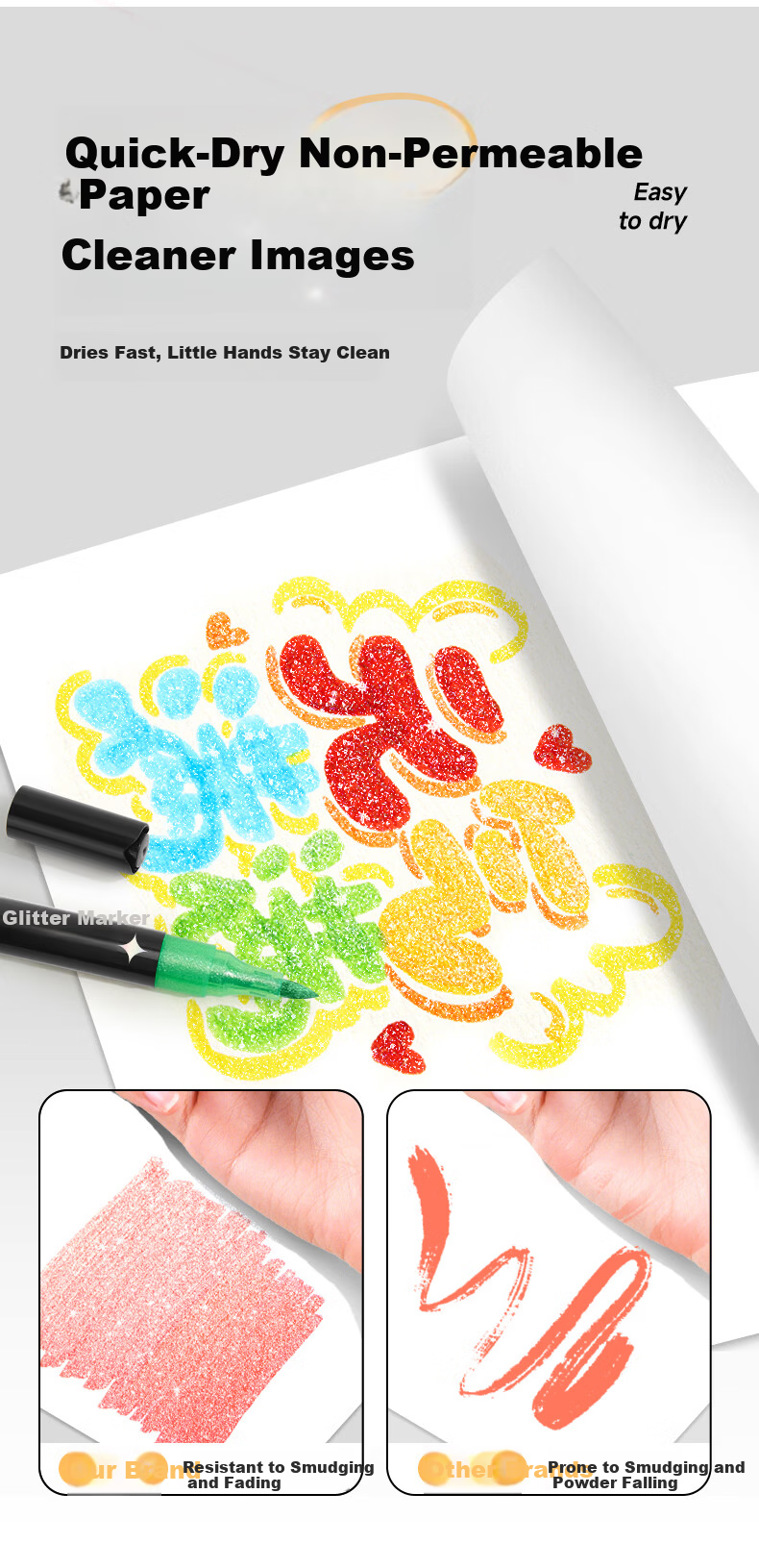 Touch Mark Dual-Ended Acrylic Markers 48 Colors Soft Tip 24pcs Glitter Gel Watercolor Fluorescent Pens for Students Journaling Kids Birthday Gift Free Shipping 4