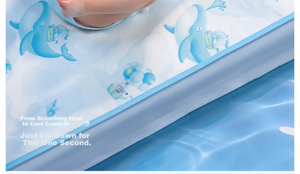 Beitais Baby Cooling Mat Breathable Ice Silk Mattress for Toddler Kindergarten Nap Bed Cloud Whale Fantasy 100*56cm 9