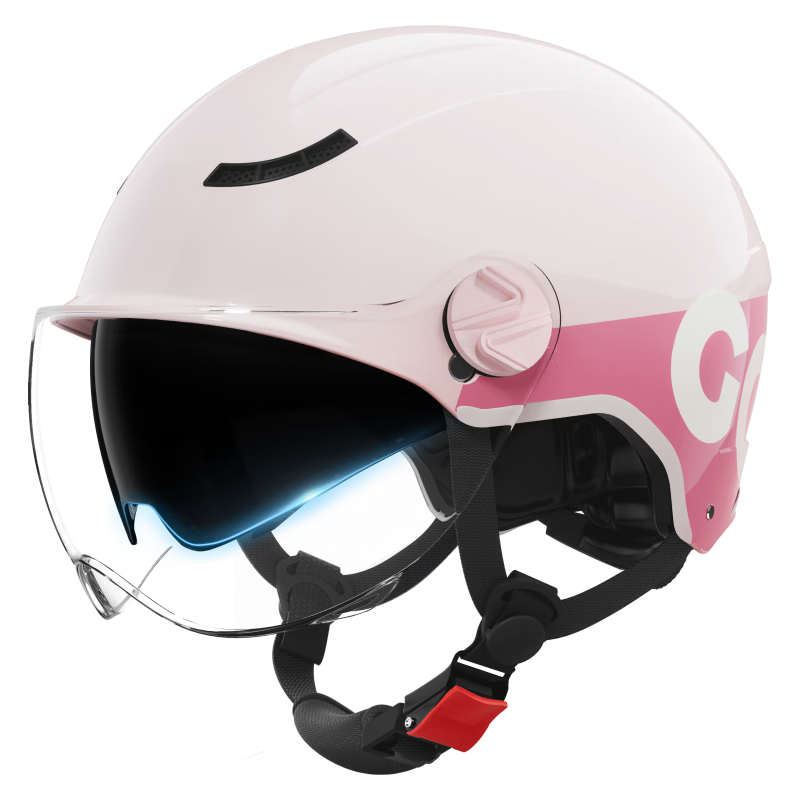 Feige Suprek Electric Bicycle Helmet 3C Certified Electric Scooter Half Helmet for Men and Women Motorcycle Summer Ultra-Light Sunscreen Breathable Safety Helmet 528 Sakura Pink Dual Lens [HD Short Le