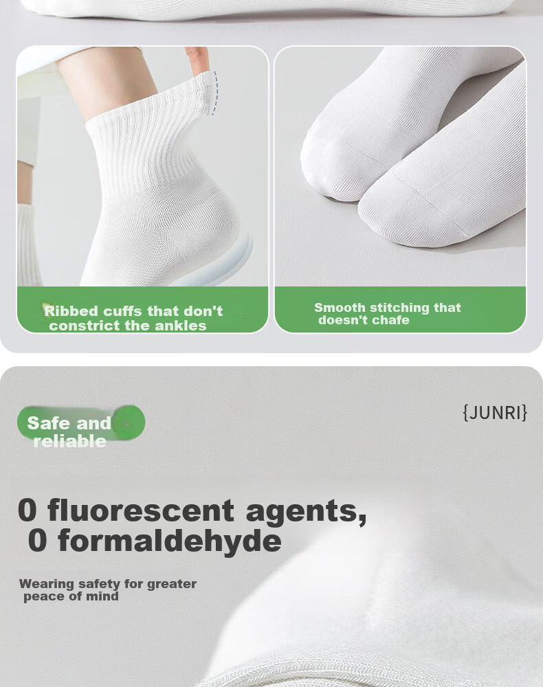 Junri Disposable Socks Unisex No-Wash Odor-Resistant Daily Throwaway Socks Travel Business Trip Mid-Calf Socks 5 Pairs 4