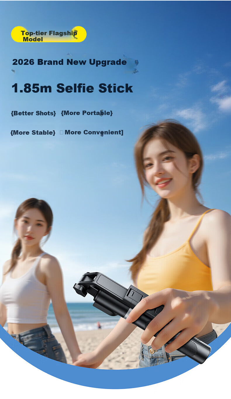 JIAHUACAI 1.85m Panoramic Selfie Stick Tripod Phone Holder Telescopic Portable 360° Rotating Fully Automatic Multifunctional Outdoor Photography Live Streaming Stand 3