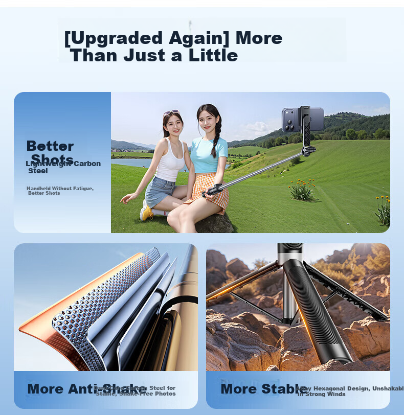 JIAHUACAI 1.85m Panoramic Selfie Stick Tripod Phone Holder Telescopic Portable 360° Rotating Fully Automatic Multifunctional Outdoor Photography Live Streaming Stand 4