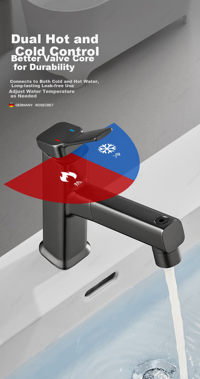 Rosecret German Basin Faucet Pull-Out Hot and Cold Bathroom Sink Faucet 17