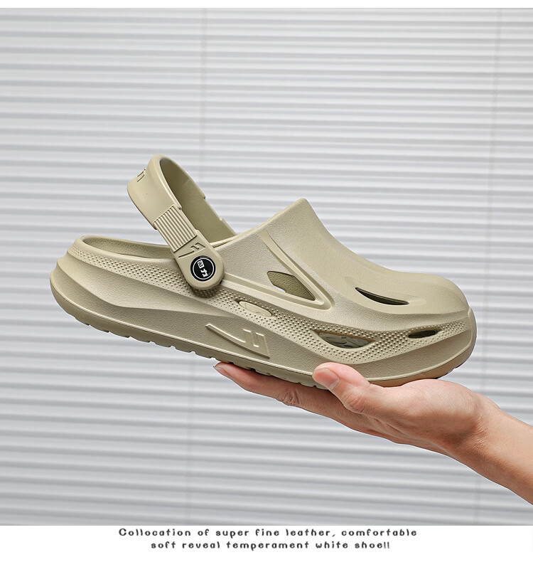 Warrior Men's Summer Breathable Sandals Closed-Toe Beach Slippers SDJ-0752 Gray-Green Size 42 10