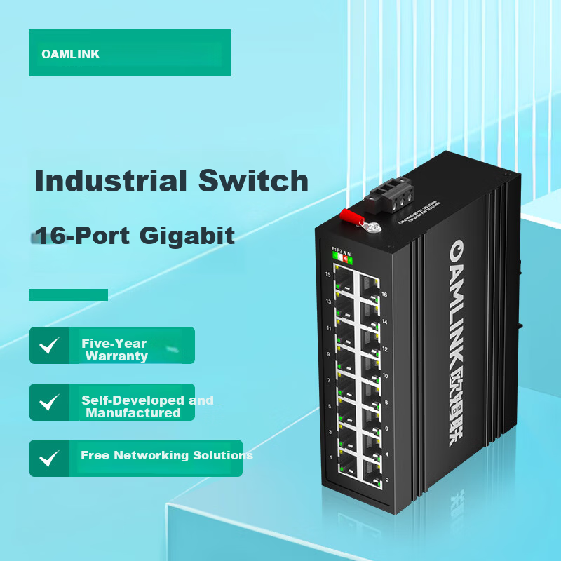OAMLink Industrial Grade Ethernet Switch 16-Port Gigabit Unmanaged DIN Rail OAM-6000-45-16GT
