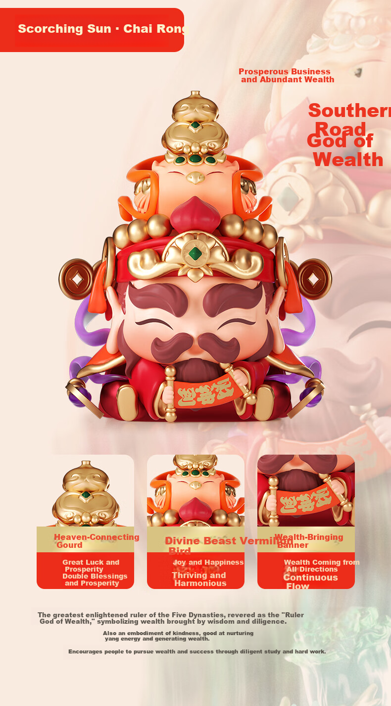 Fufu Tie Tie Five-Way God of Wealth New Year Wish Blind Box Lucky Trendy Figurine Creative Chinese Style Year of the Horse Gift Ornament 5