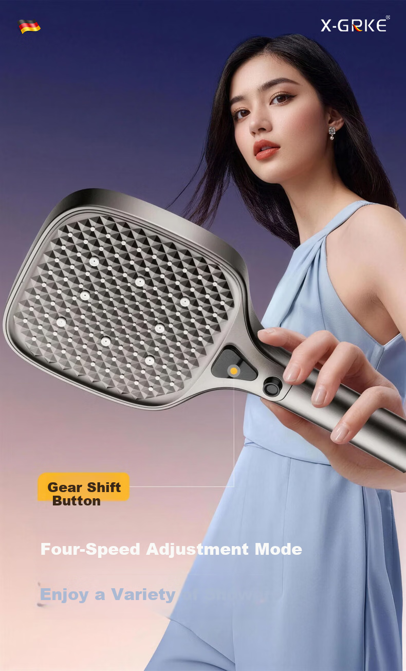 X-GRKE [Germany] Large Panel High-Pressure Shower Head Set with Hose, Powerful Water Flow 13