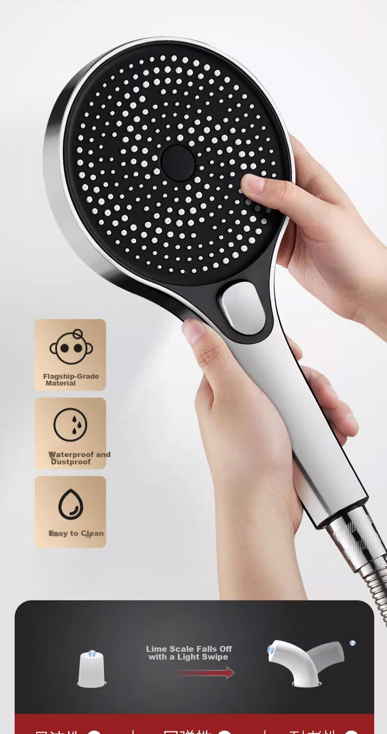 ILeddog [Germany] High-Pressure Shower Head Powerful Water Flow Home Bathroom Handheld Shower Set S0303 8