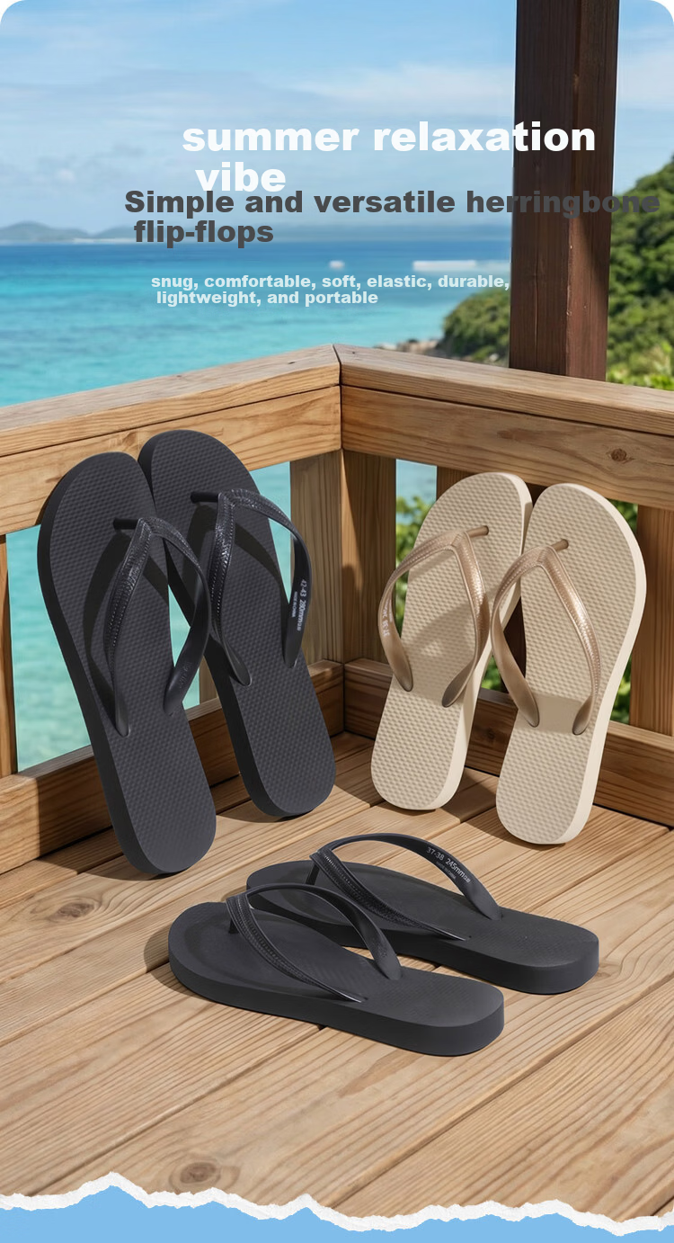 JD Jingzao Unisex Herringbone Flip Flops Beach Swimming Casual Summer Soft Sole Sandals Gray Size 39-40 2