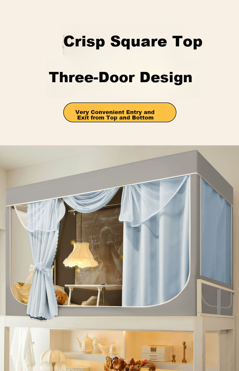 YANYANGTIAN Student Dormitory 100% Blackout Integrated Bed Curtain Mosquito Net for 0.9m Bed [Suitable for Bunk Beds] 13