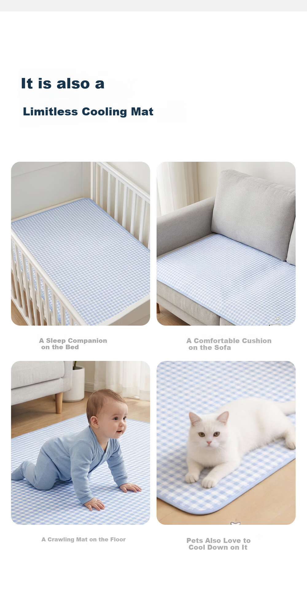 Liangliang Baby Cooling Mat Tencel Ramie Infant Toddler Newborn Cooling Mat Wild Grass 120*65cm 10