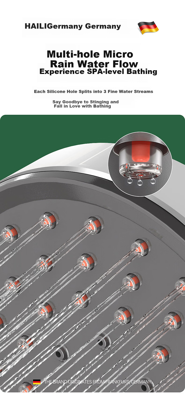 Haili Large Panel Coarse Hole Shower Head High Pressure Water Boost Bathroom Showerhead ZH261G 7