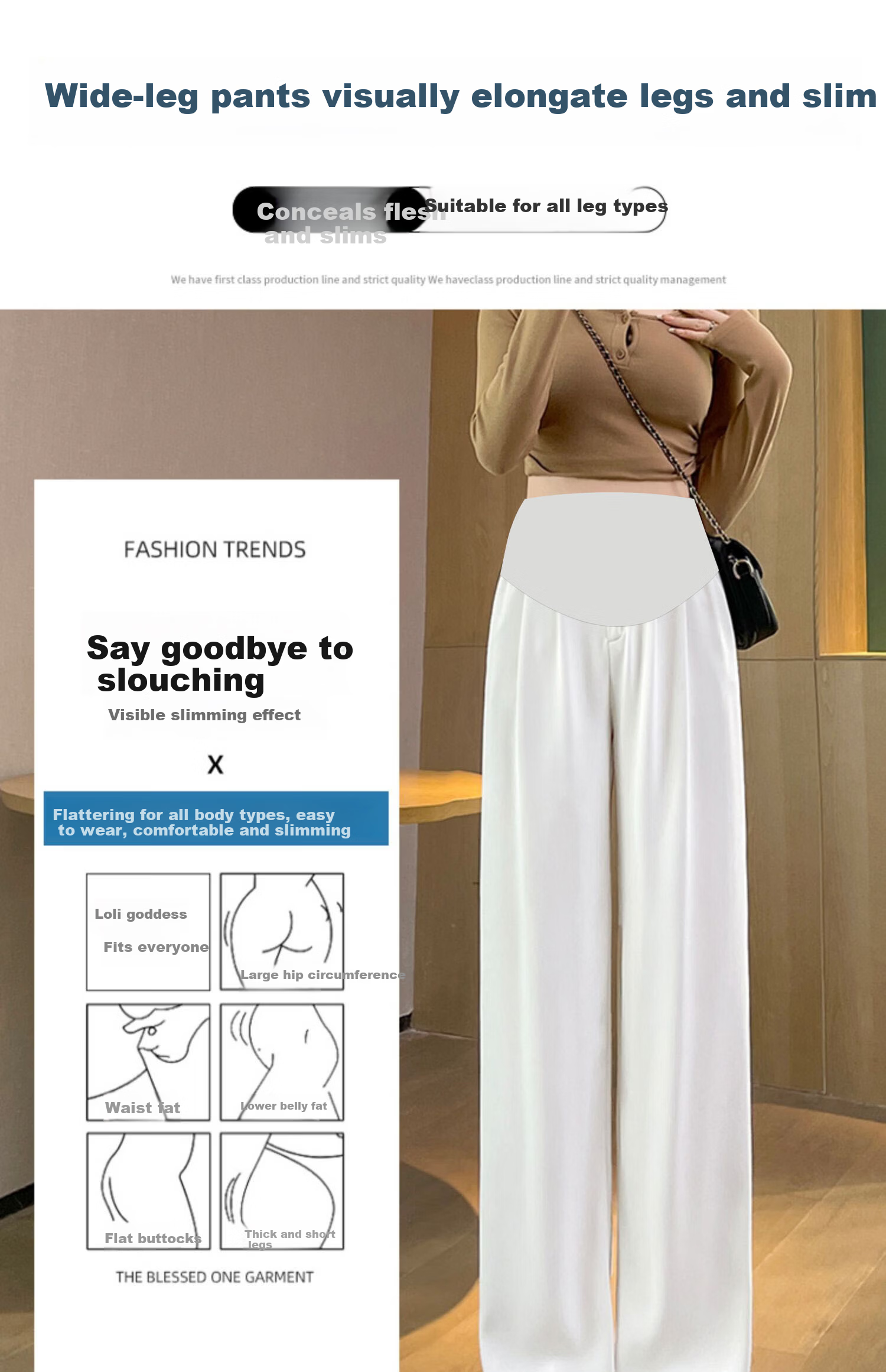 JOYNCLEON Maternity Pants Summer Thin Wide-Leg Suit Pants Comfortable Maternity Trousers Black XL JYK176497 3