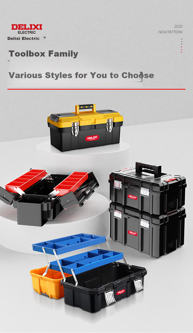 Delixi Precision Tool Box Storage Case Large Industrial Grade Portable Multi-Functional Repair Electrician Toolbox for Home and Vehicle 2