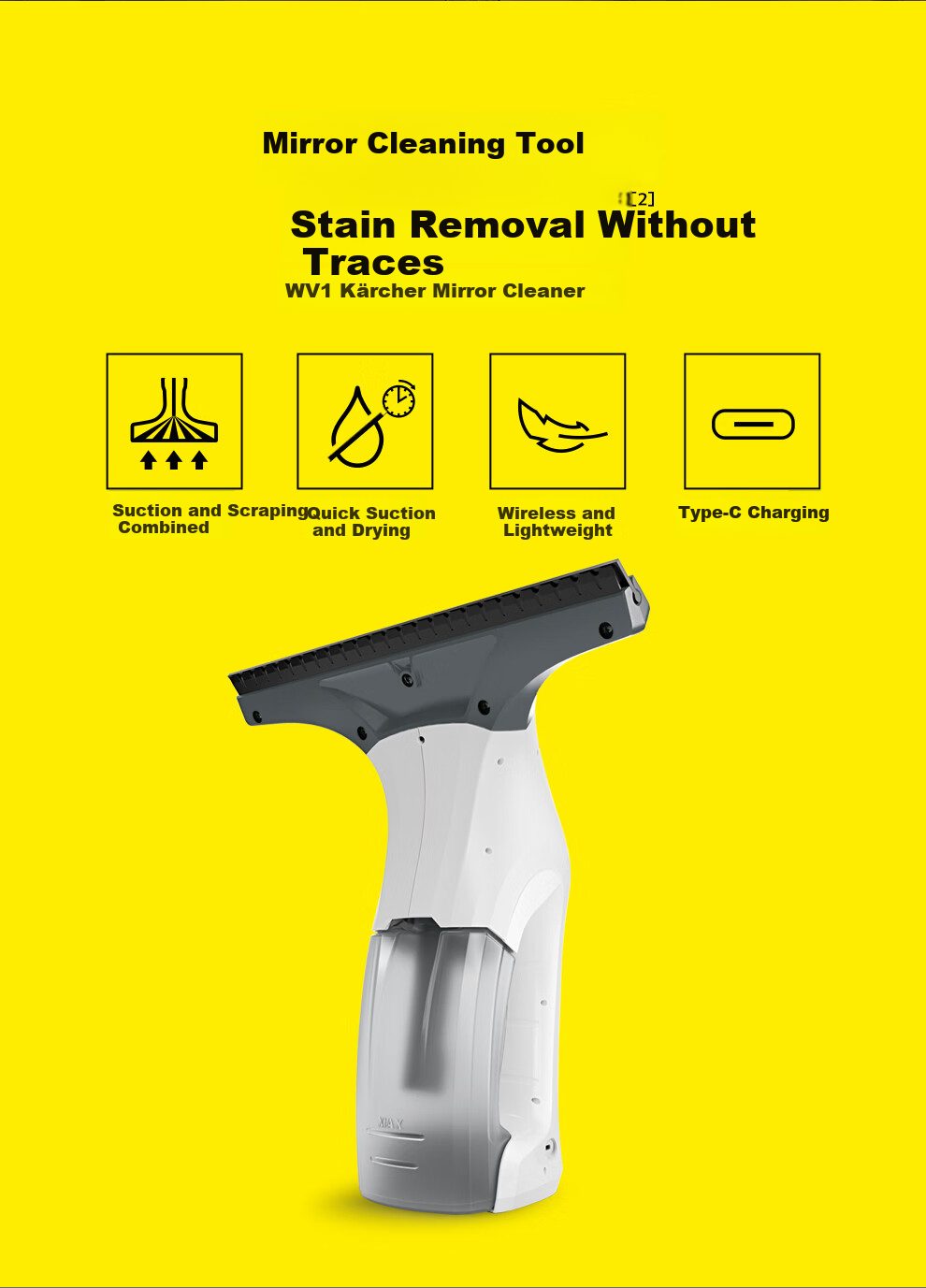 KARCHER Germany Karcher WV1 Handheld Wireless Electric Window Cleaner Glass Squeegee Surface Cleaner Tile Scraper Suction All-in-One 8