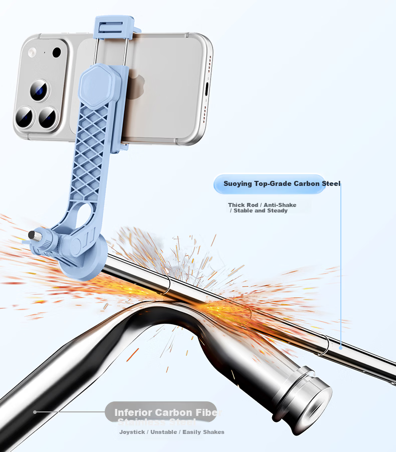 Suoying [2026 New] Selfie Stick Phone Holder Floor Tripod Live Streaming Stand 360° Rotation Anti-Shake Auto Tracking Travel Compact Portable Concert Photography 15