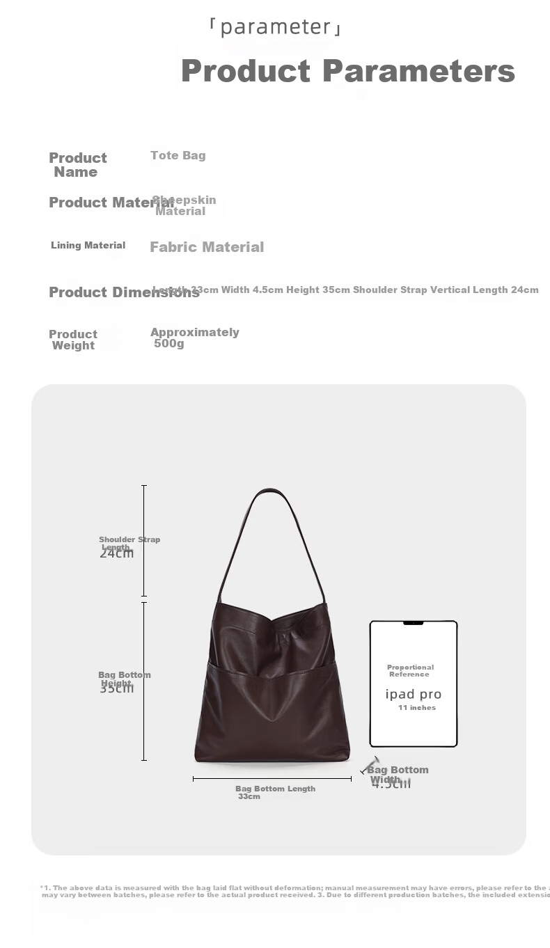 Mishi 2026 New Large Capacity Commuter Tote Bag Simple Casual Shoulder Bag Lambskin Women's Bag Brown 5