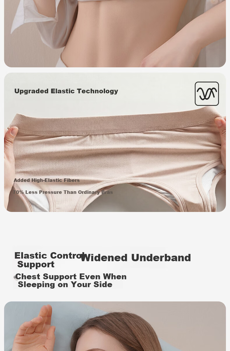 FENYE Three-Buckle Adjustable Nursing Bra Postpartum Feeding Pure Cotton Sleep Bra Anti-Sagging Large Breast Sleepwear Skin Tone L 10